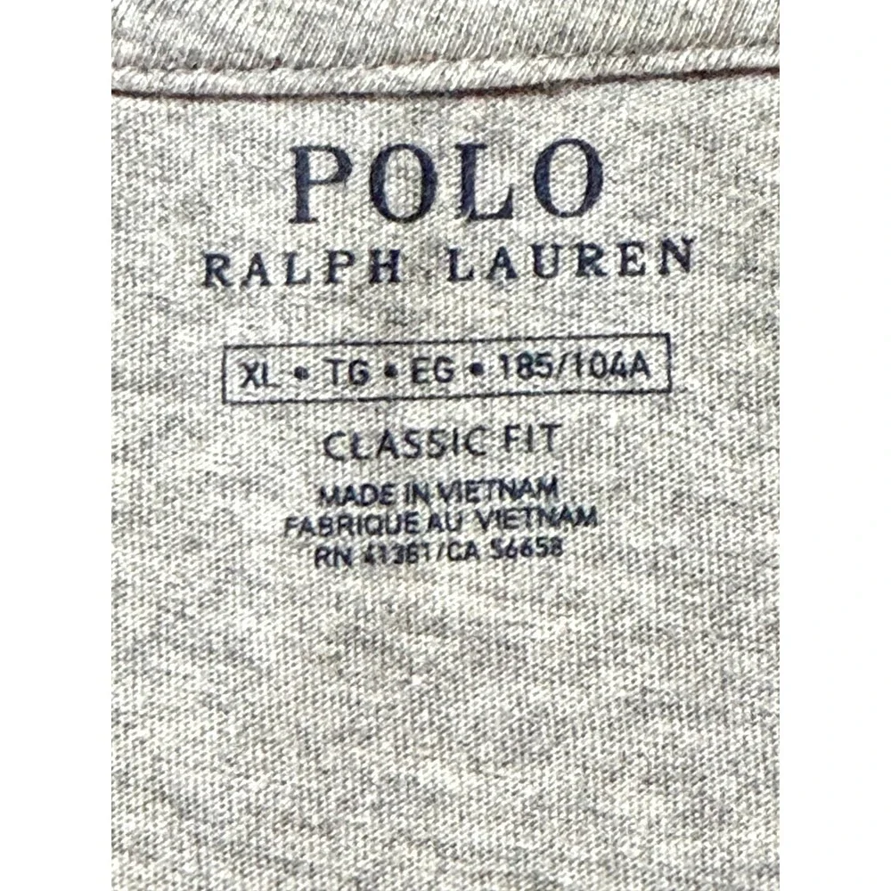 Polo Ralph Lauren Mens XL Classic Fit Gray T-Shirt USA Flag Logo Applique Cotton